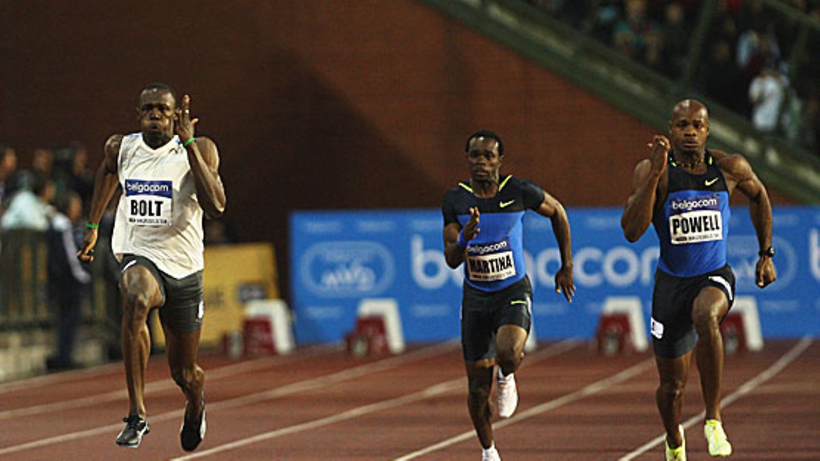 Usain Bolt, Churandy Martina ja Asafa Powell, kuva: Hamish Blair/Getty Images
