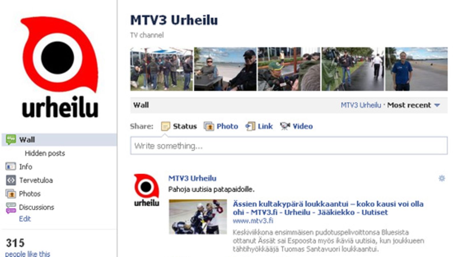 MTV3 Urheilu Facebook 24.3.2011