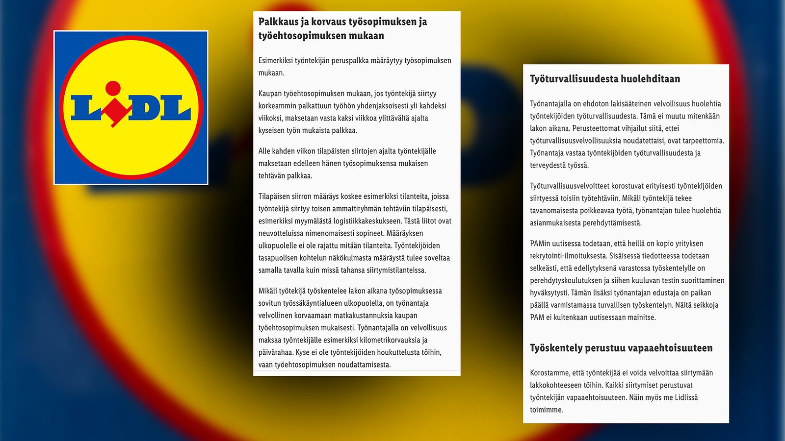 Lidl värväsi työntekijäitä lakon aikaiseen työhön