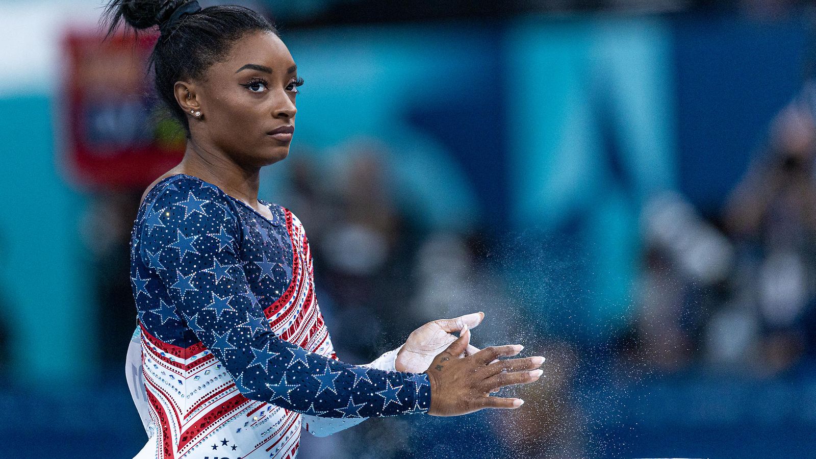 Simone Biles osoitti huippukuntonsa joukkuekisan finaalissa tiistaina.