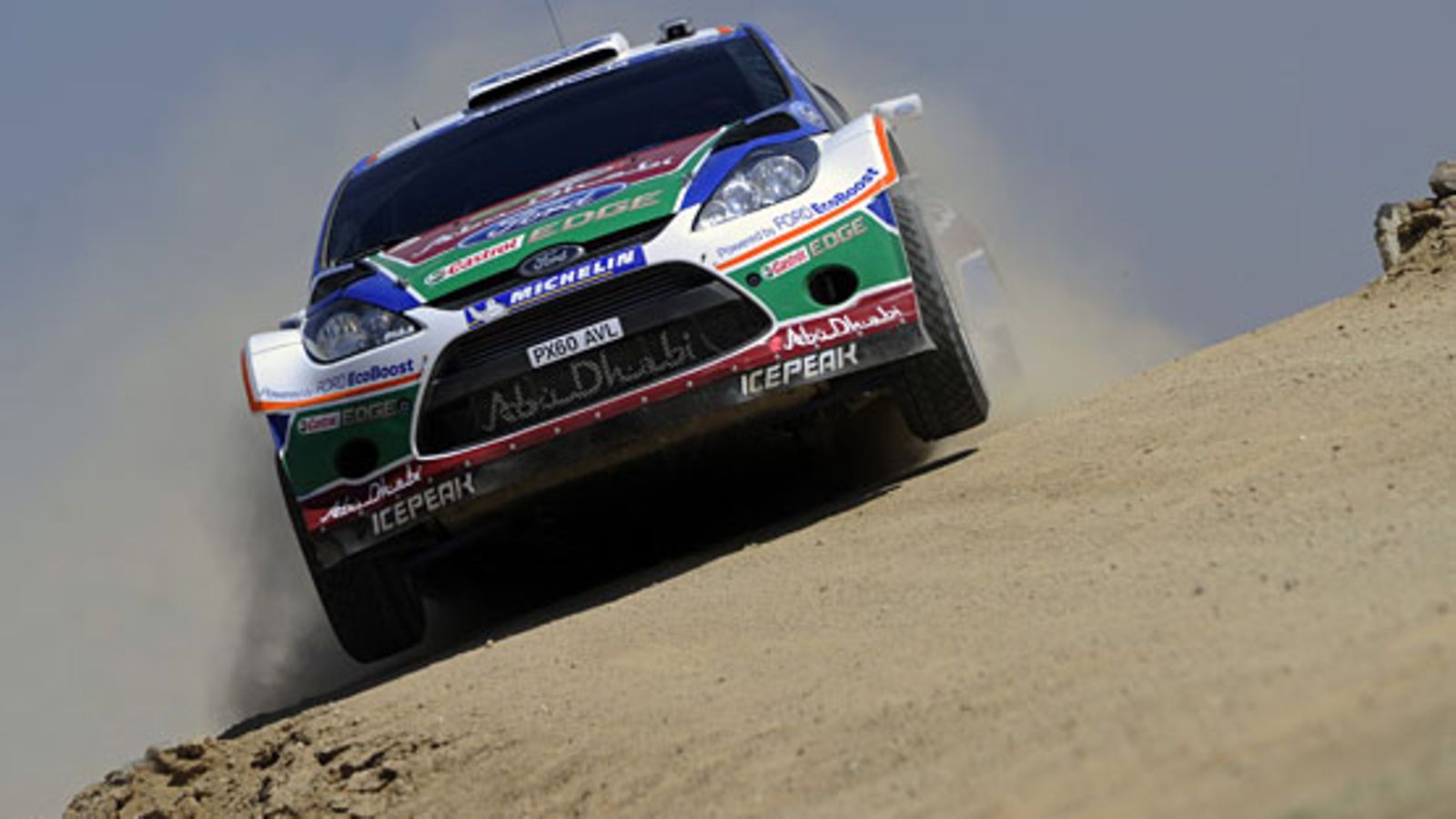 Mikko Hirvonen vauhdissa Meksikon MM-rallissa.