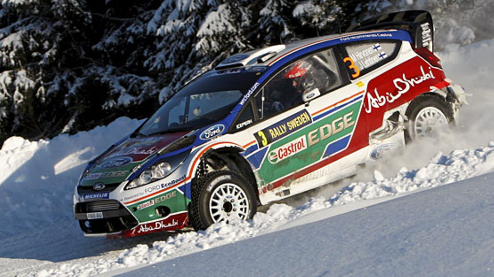 Mikko Hirvonen Ruotsin MM-rallissa.