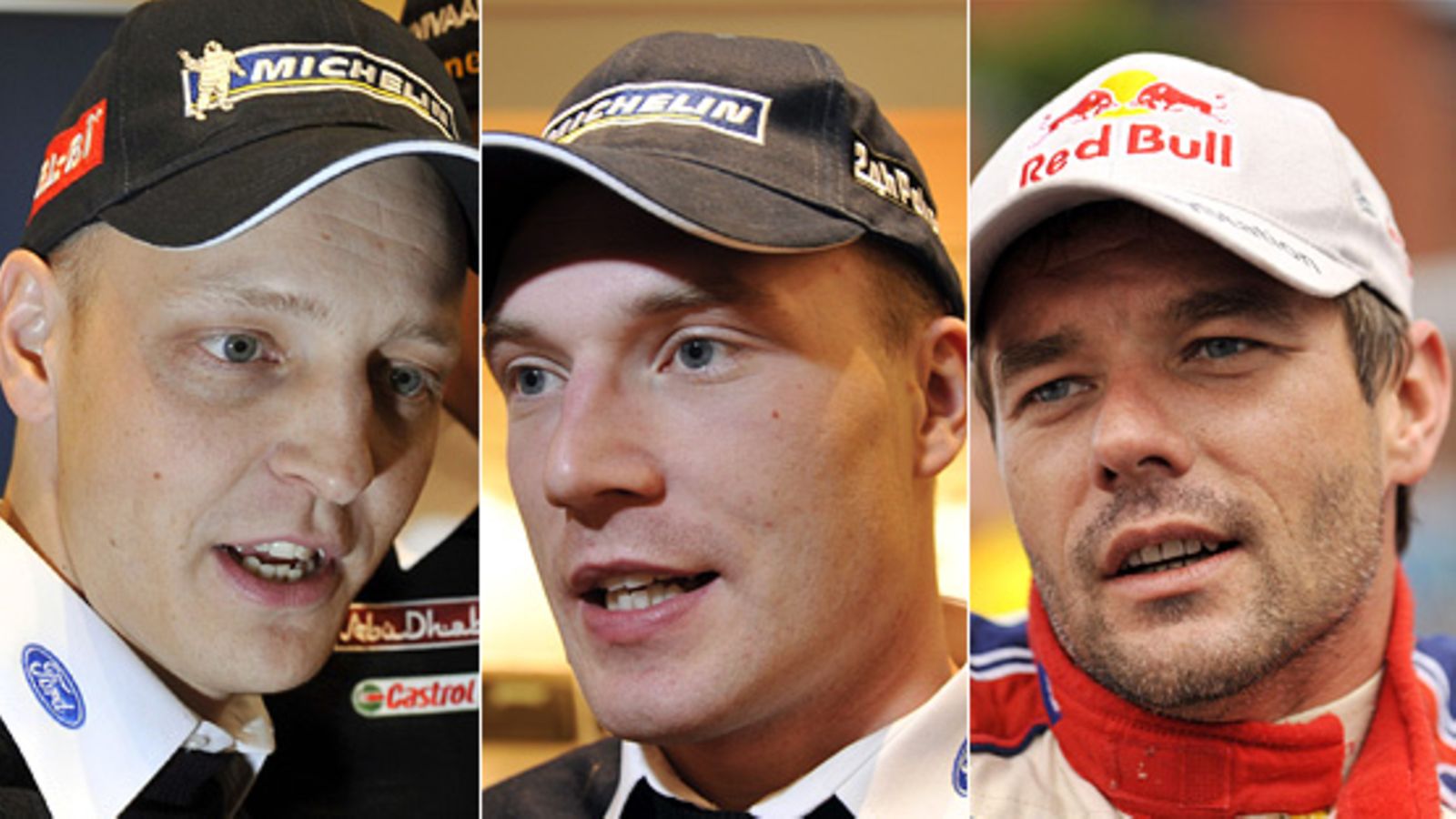 Mikko Hirvonen, Jari-Matti Latvala, Sebastien Loeb.