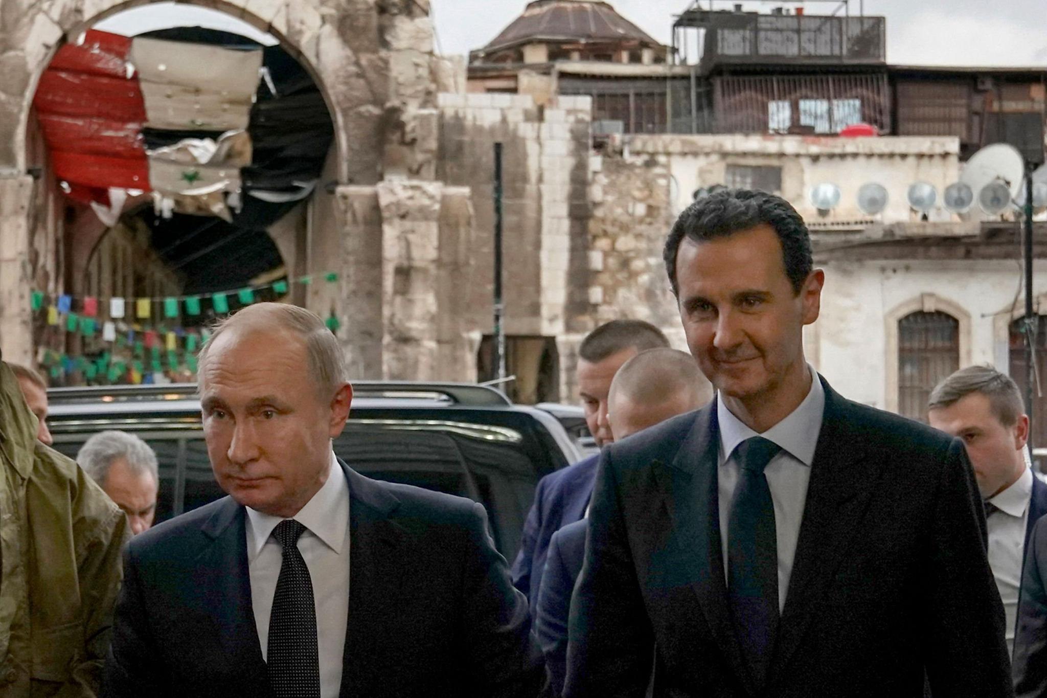 Presidentti Putin ja Syyrian syrjäytetty presidentti Bashar al-Assad tapasivat Damaskoksessa tammikuussa 2020.