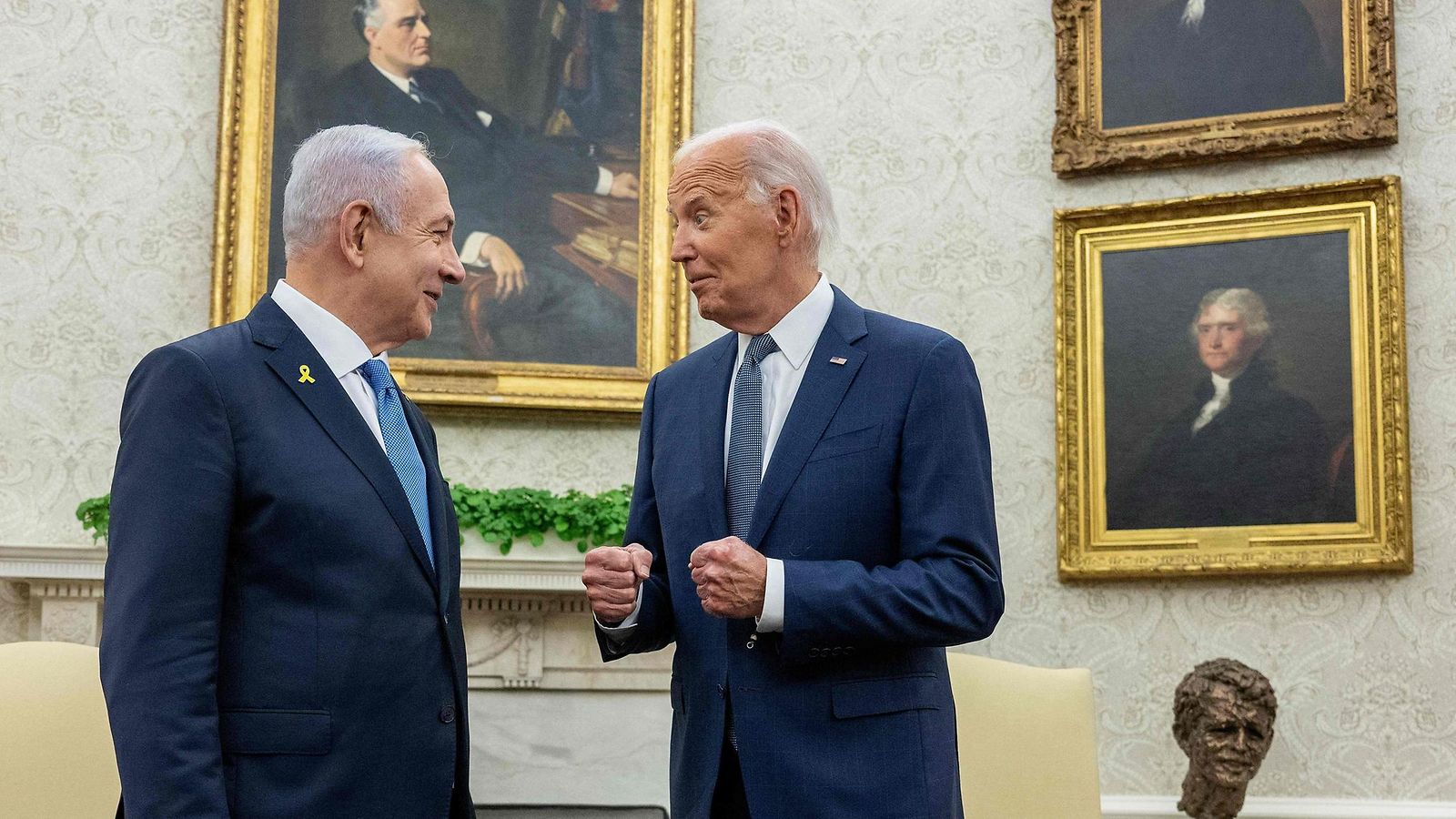 Israelin pääministeri Benjamin Netanjahu ja Yhdysvaltain presidentti Joe Biden.