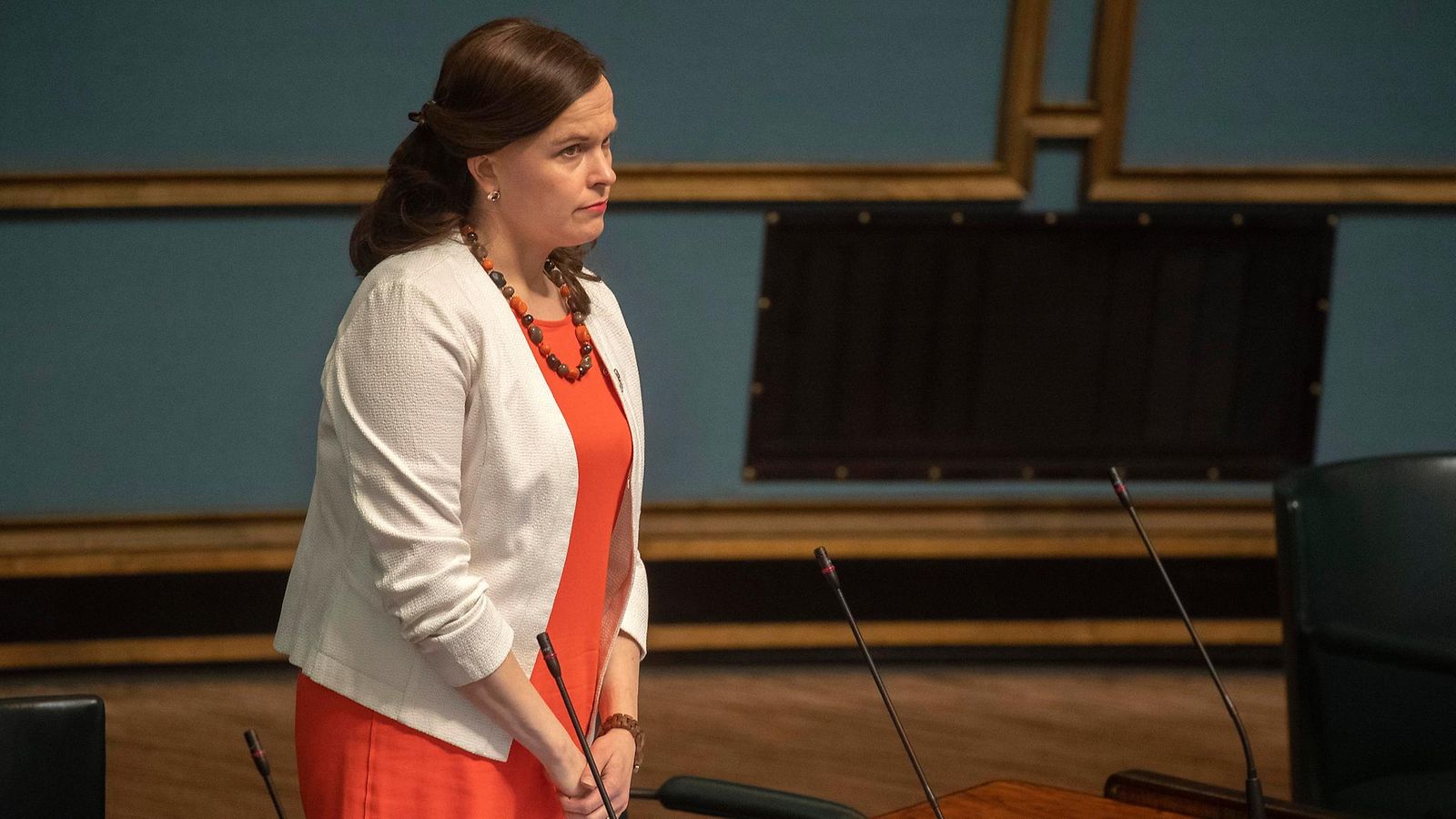 Uusi tiede- ja kulttuuriministeri Mari-Leena Talvitie huhtikuussa 2020.