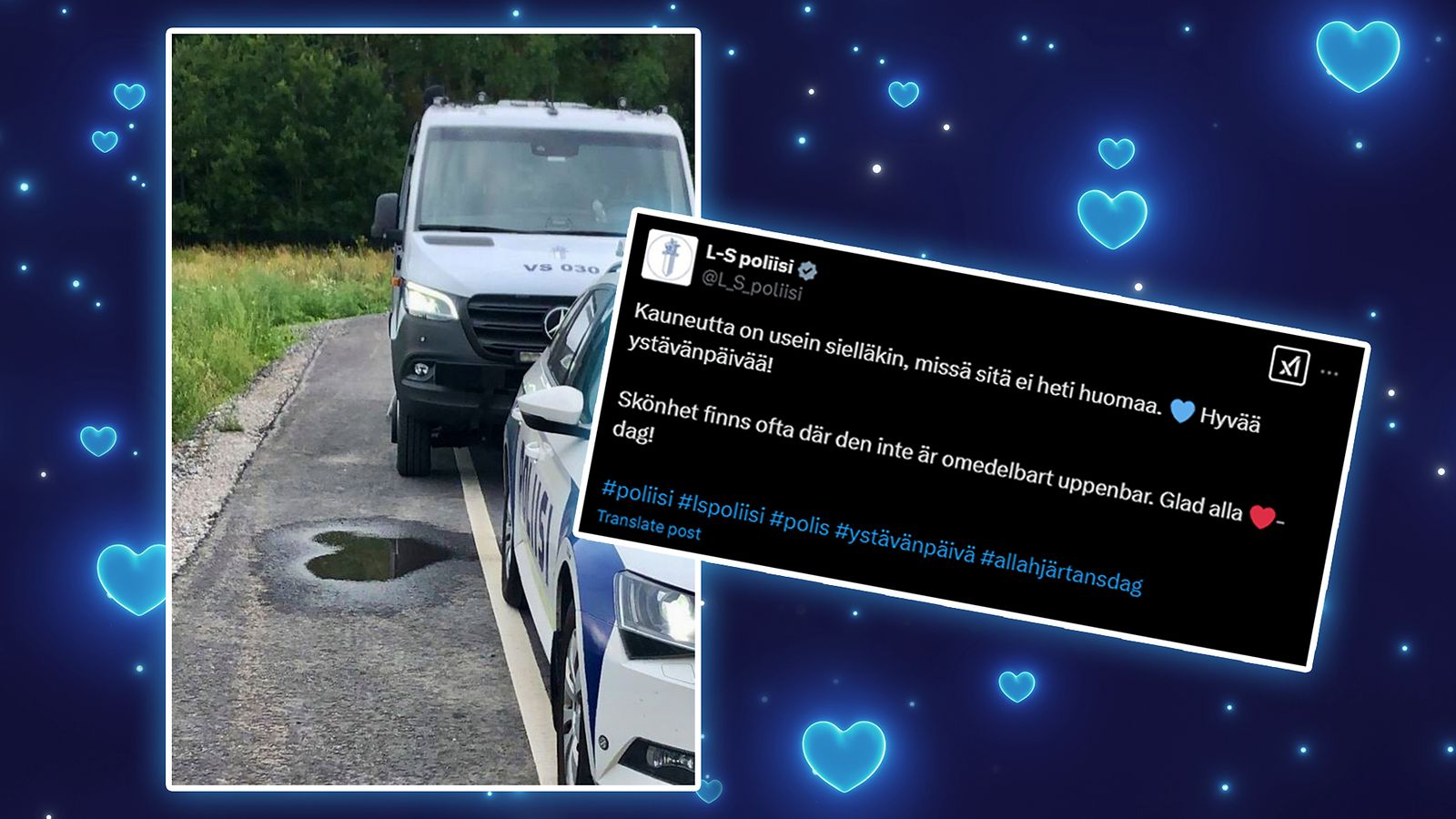 1402 lounais-suomen poliisi ystävänpäivä vesilätäkkö twitter x