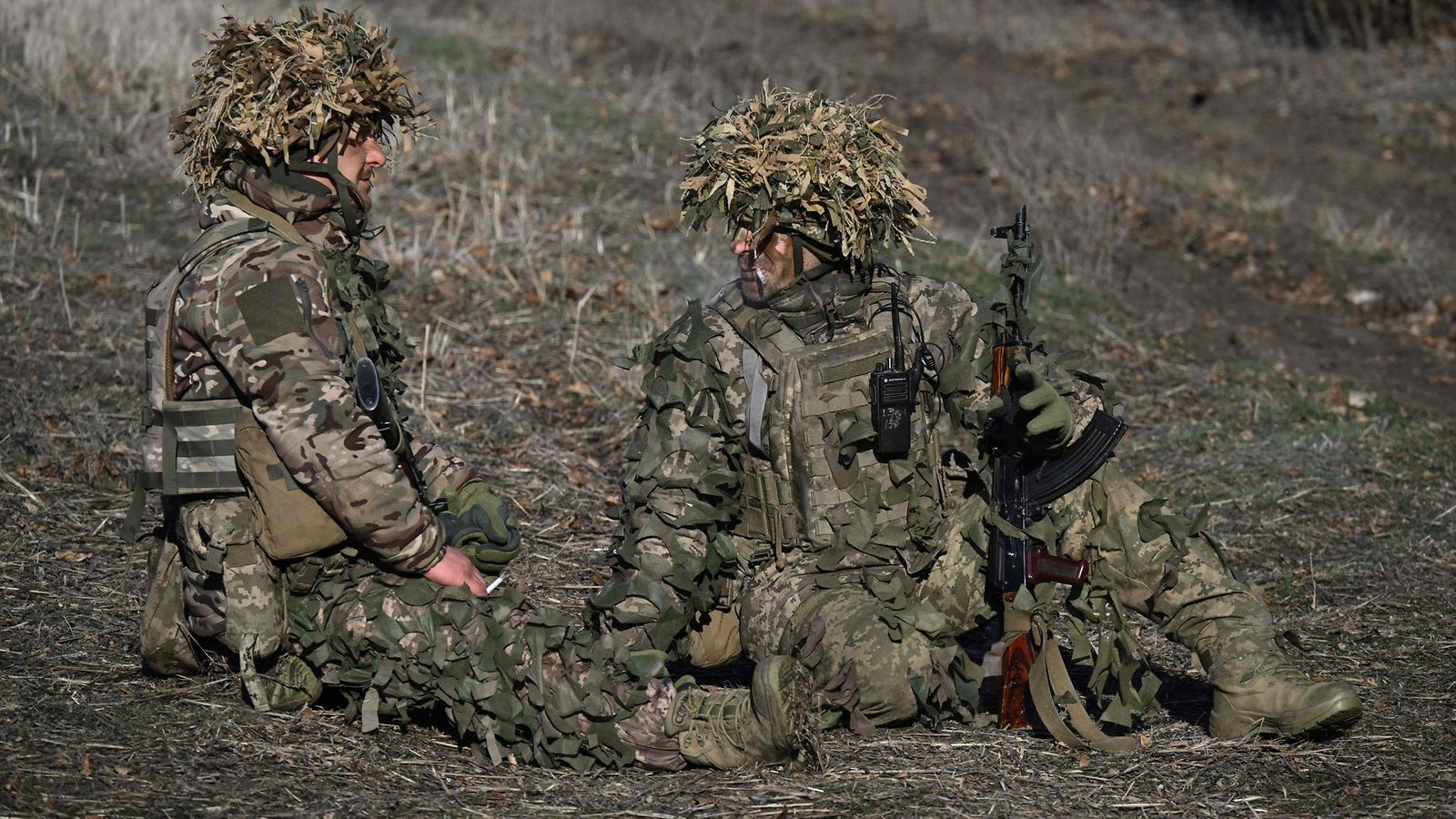 Ukrainan sotilaita Donetskin alueella 13. helmikuuta.