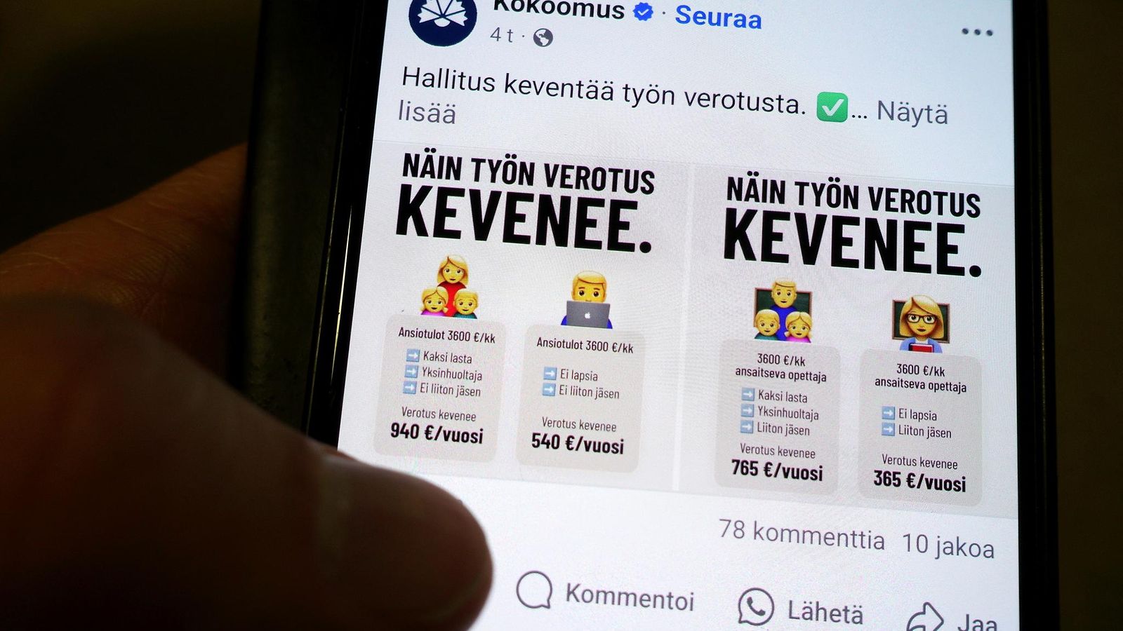 LK Kokoomuksen Facebook-kampanja verotuksesta