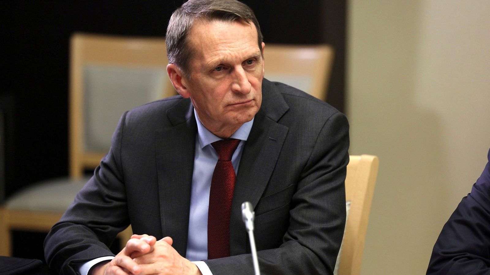 Venäjän ulkomaantiedustelupalvelun (SVR) johtaja Sergei Naryshkin tapaamisessa presidentti Vladimir Putinin kanssa lokakuussa 2023 Moskovassa.