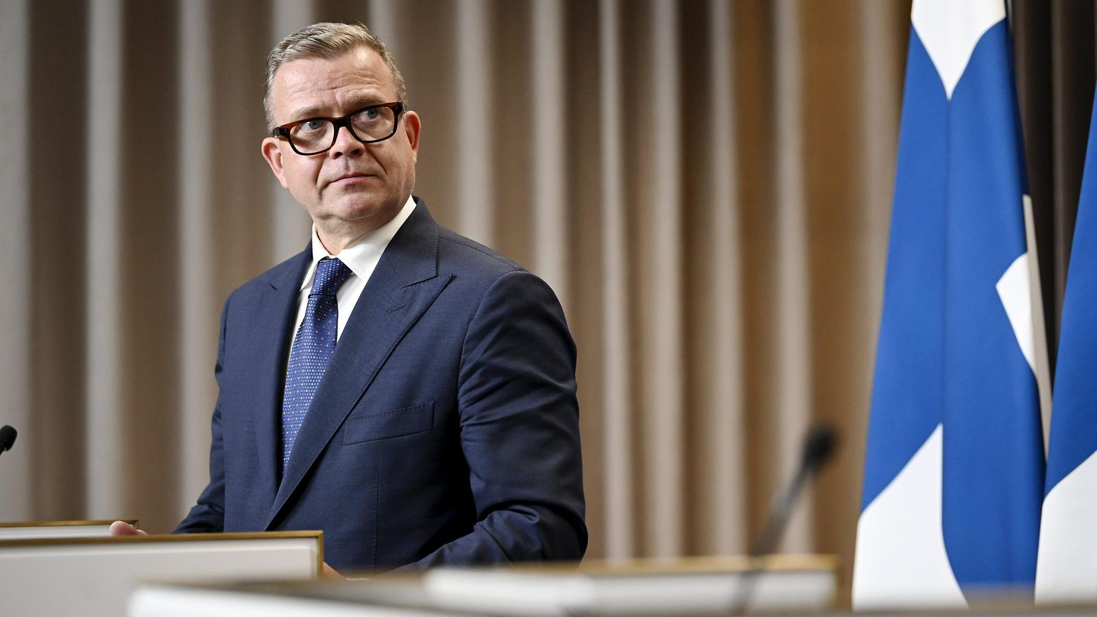 Pääministeri Petteri Orpo (kuvassa) ja Viron pääministeri Kristen Michalin pitivät yhteisen tiedostustilaisuuden Tallinnassa, Virossa 22. elokuuta 2025.