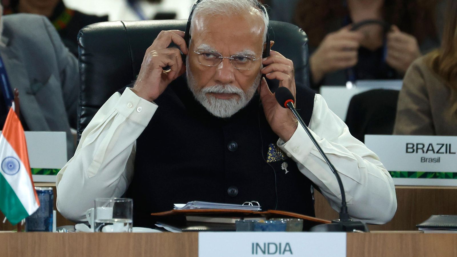Intian pääministeri Narendra Modi osallistuu BRICS-huippukokoukseen Rio de Janeirossa, Brasiliassa 6. heinäkuuta 2025.