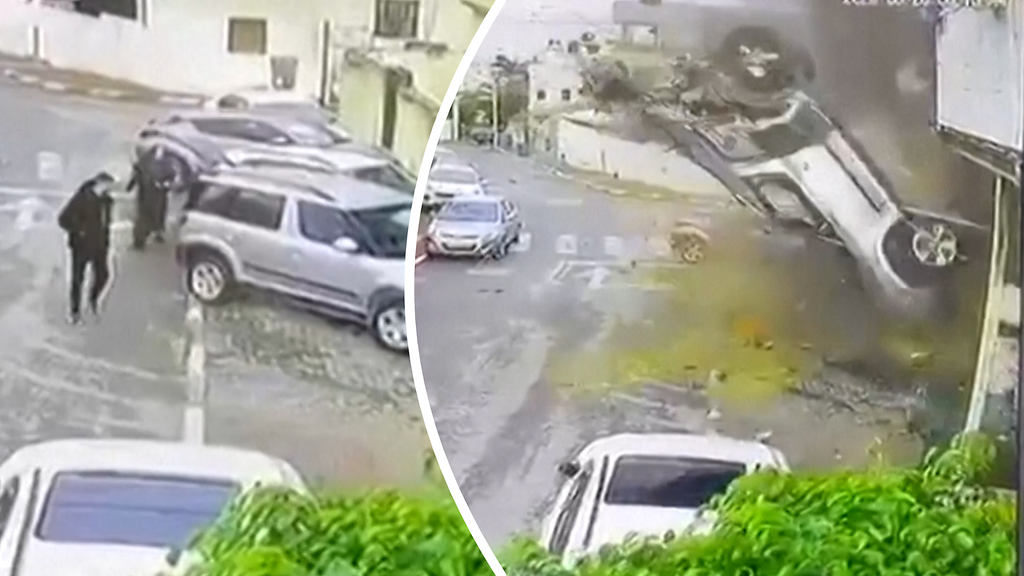 Auto lensi volttia ohjuksen voimasta Israelissa – hetki tallentui valvontakameraan