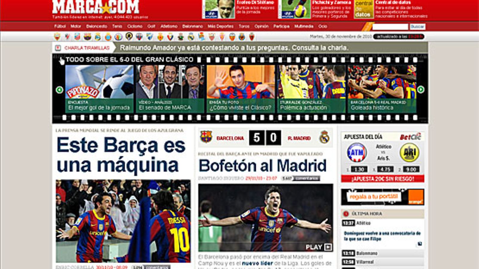 Marca-lehden nettiversion etusivu 30.11.2010.