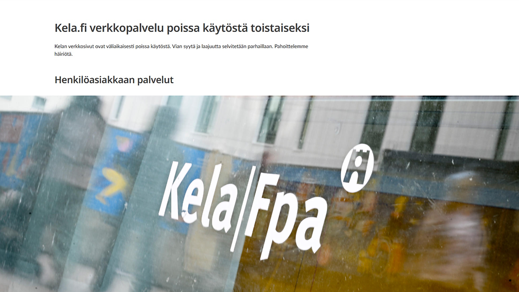 Kelan verkkosivuilla häiriö