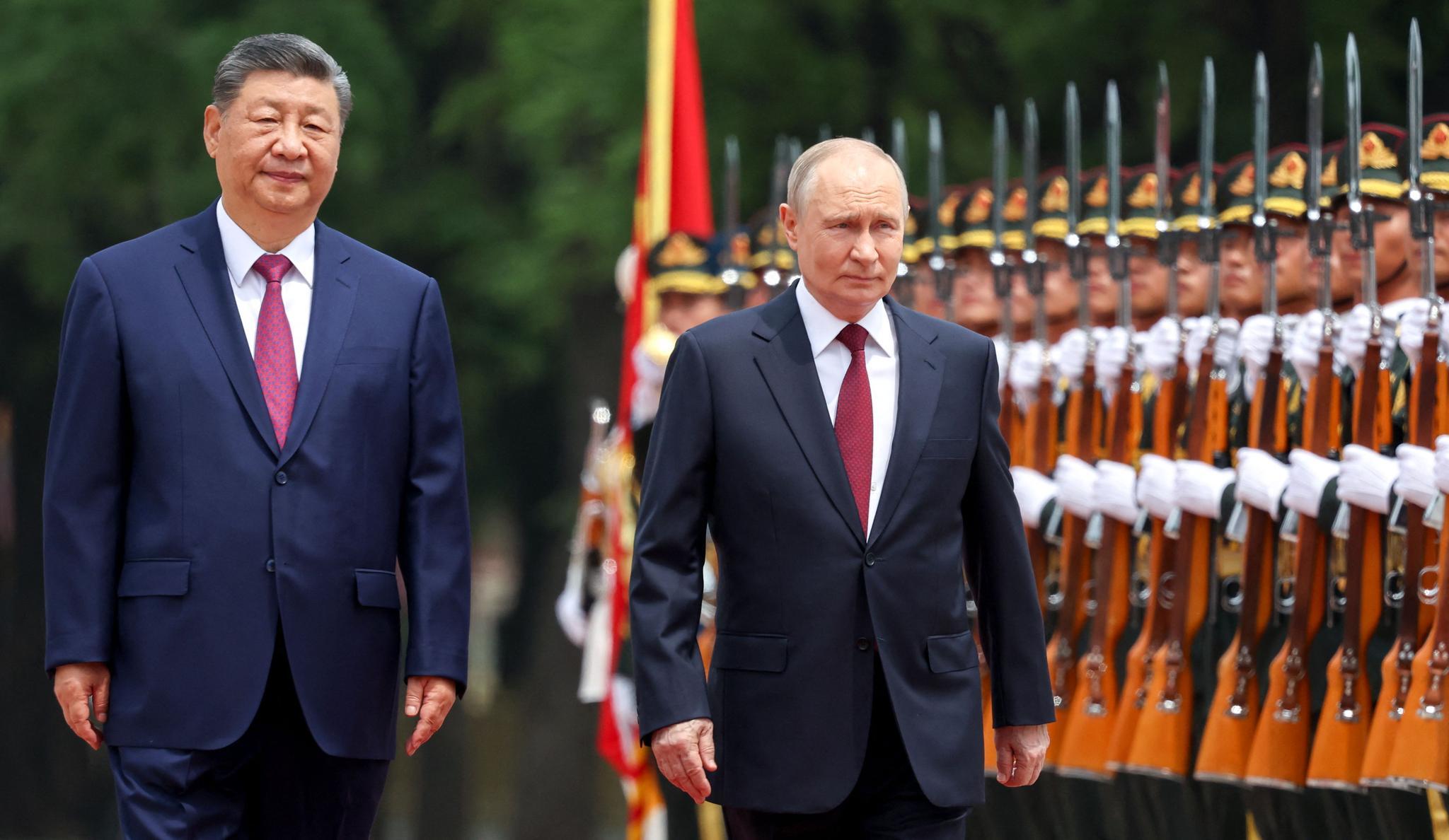 Kiinan ja Venäjän presidentit Xi Jinping ja Vladimir Putin Pekingissä 20. toukokuuta.