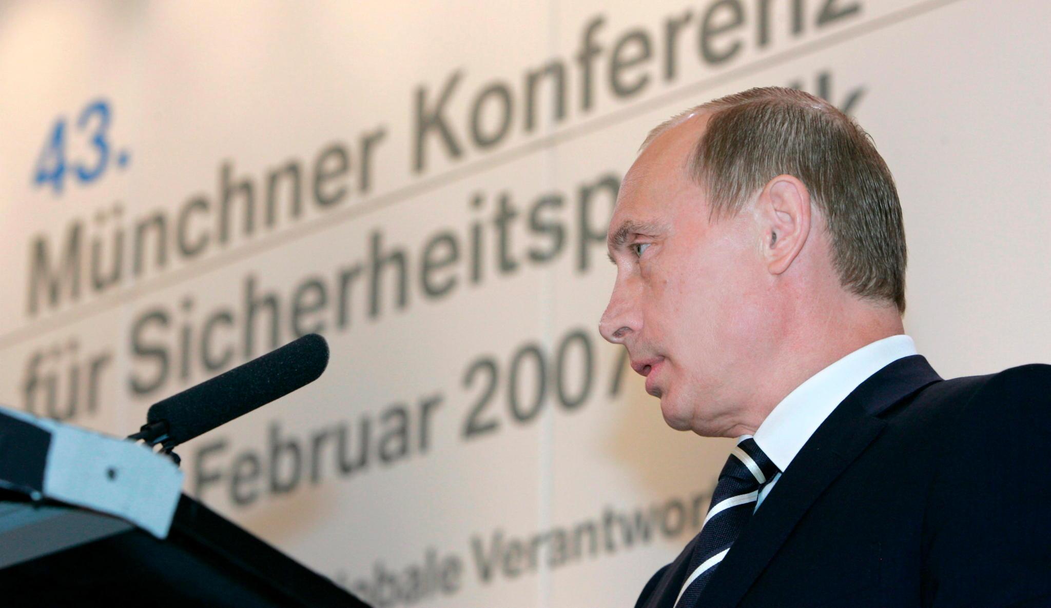 Putinin puhe Munchenin turvallisuuskonferensissa helmikuussa 2007 on jäänyt historiaan. Venäjä käänsi selkänsä lännelle.
