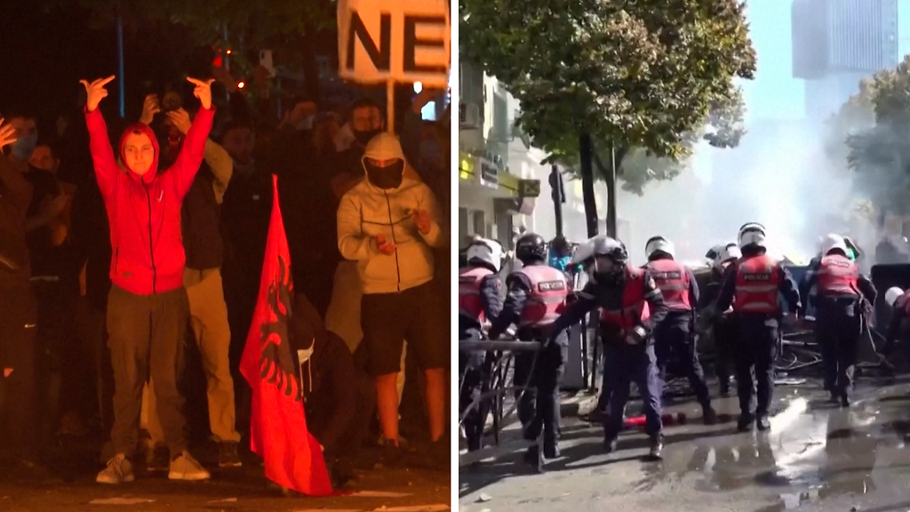 Protestit yltyivät väkivaltaisiksi – videot näyttävät kaaoksen Albaniassa