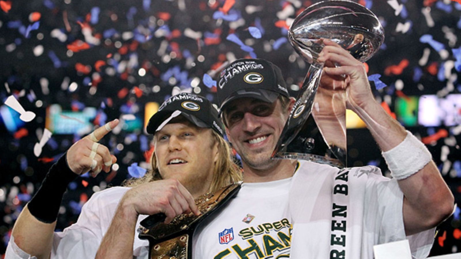 Green Bay Packersin Aaron Rodgers ja Clay Matthews.