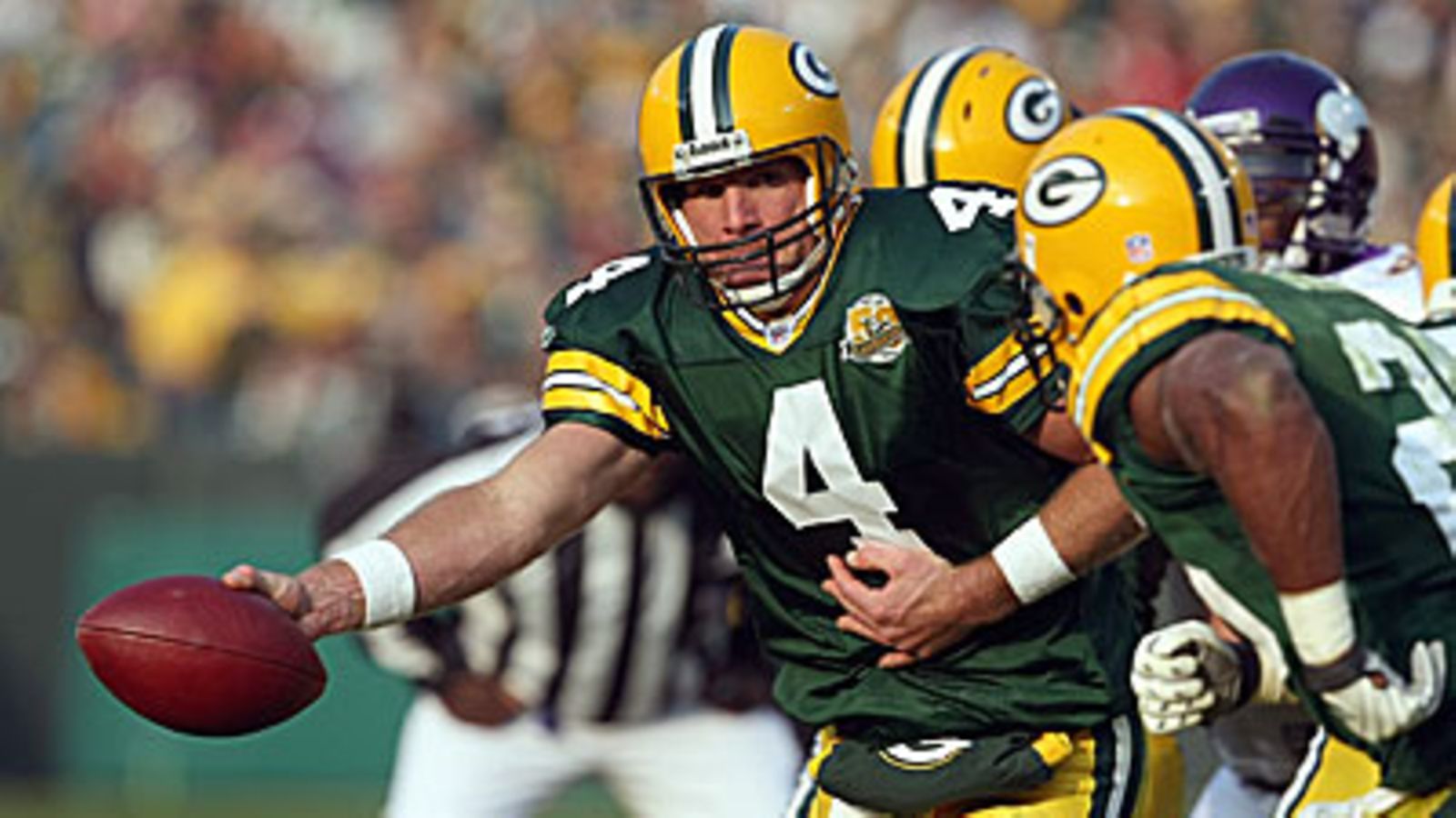 Green Bayn Brett Favre juonikkaana. Kuva: JOnathan Daniel/GETTY.