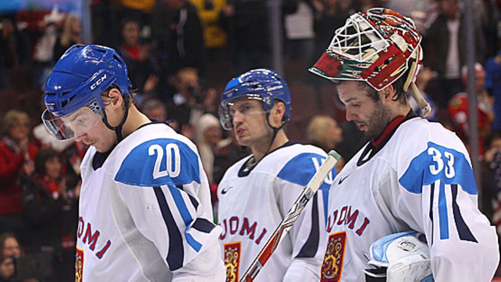 Antti Miettinen, Ville Peltonen, Niklas Bäckström, kuva: Cameron Spencer/Getty Images