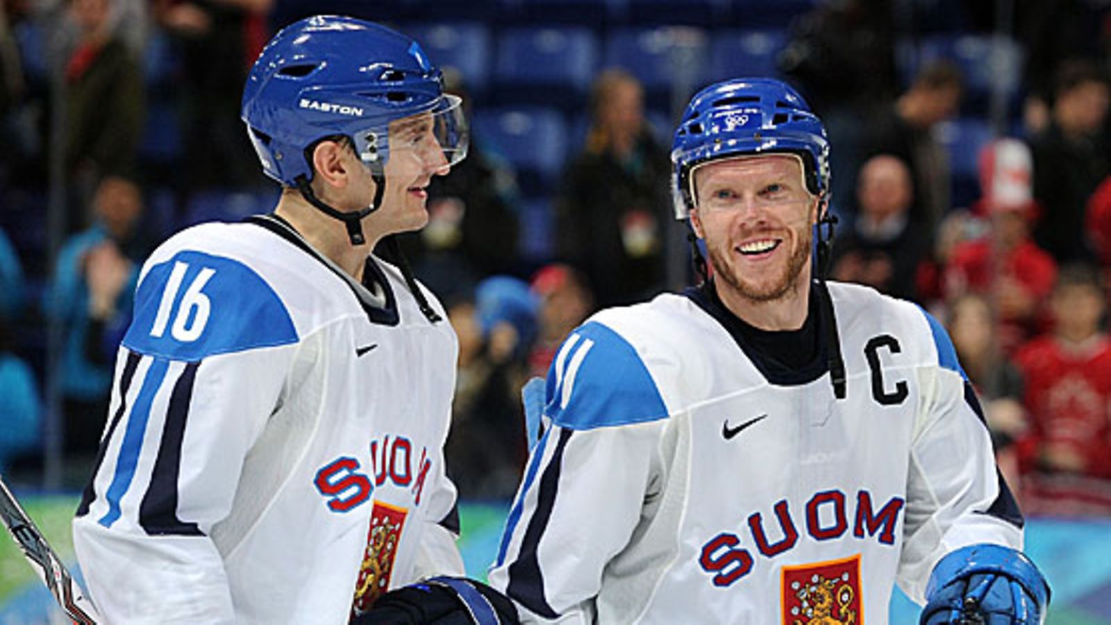 Saku Koivu ja Ville Peltonen, kuva: Harry How/Getty Images