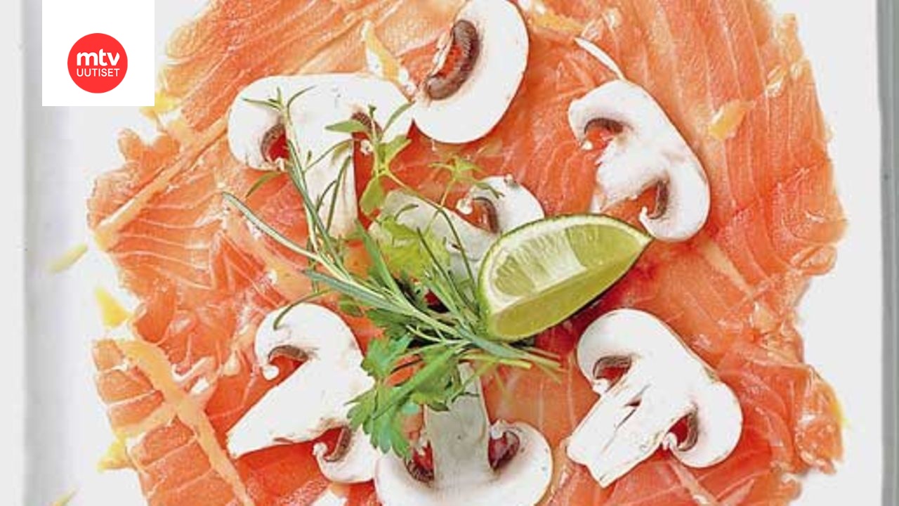 Lohicarpaccio herkkusienillä